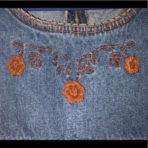 Vintage denim dress with suede detailing